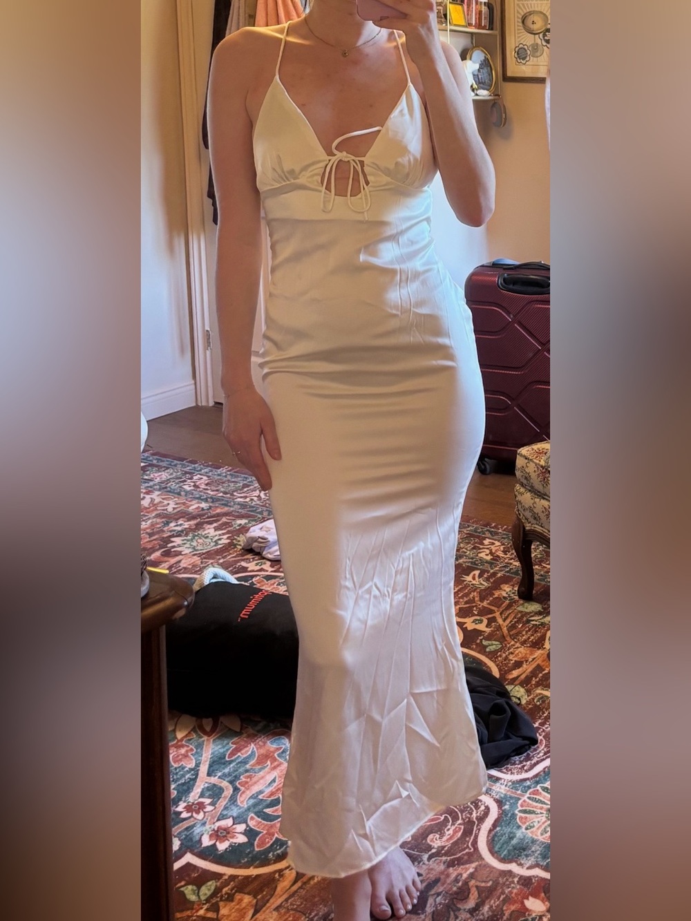Missguided White Midi Dress with Fitted Silhouette
